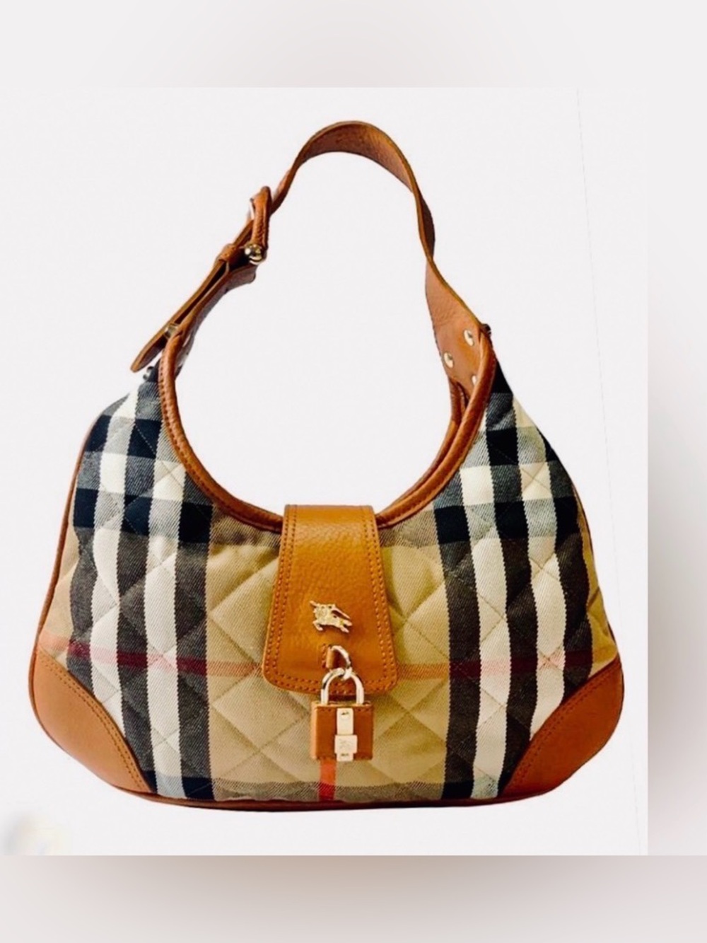 Burberry Brook House Quilted canvas Leather hobo bag